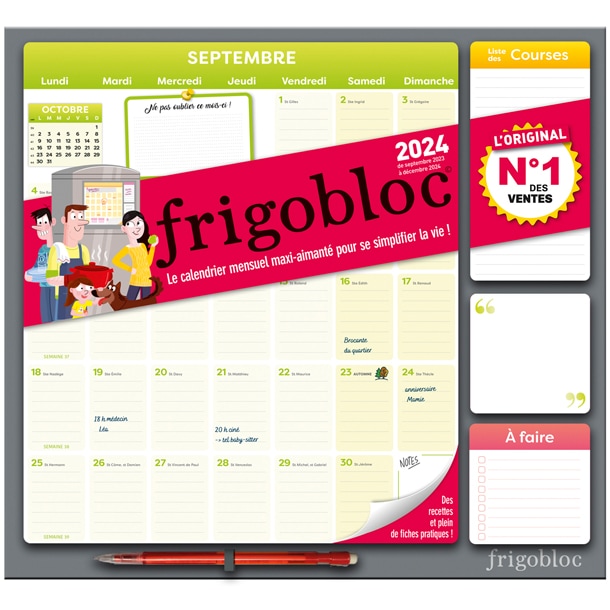 Calendrier Frigobloc mensuel 2024