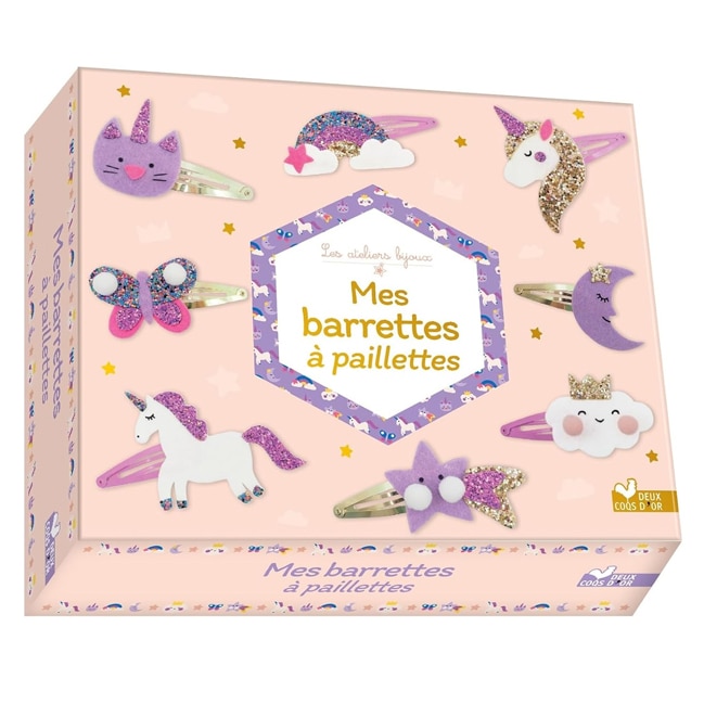 Coffret barrettes paillettes licornes 