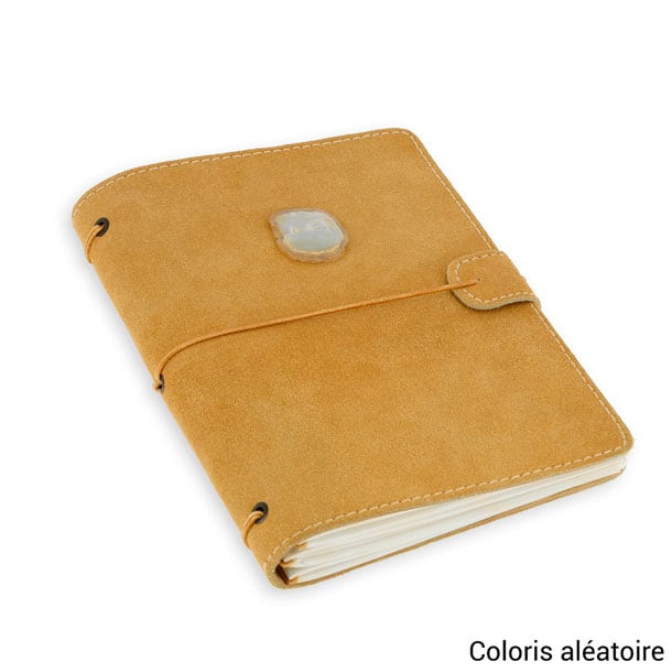 Carnet nubuck rechargeable avec agate