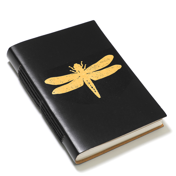 Cahier cuir recyclé motif insecte Libellule