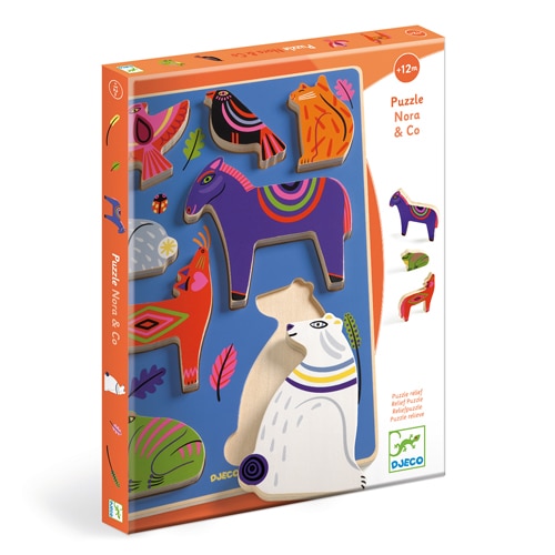 Puzzle relief animaux en bois