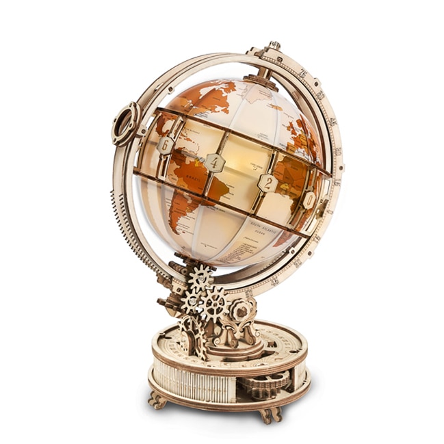 Maquette globe lumineux en bois