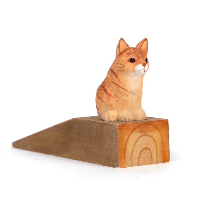 Cale-porte chat en bois