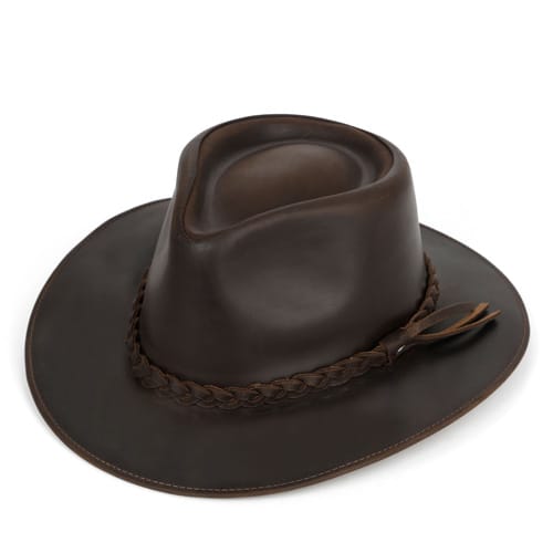 Chapeau en cuir marron M