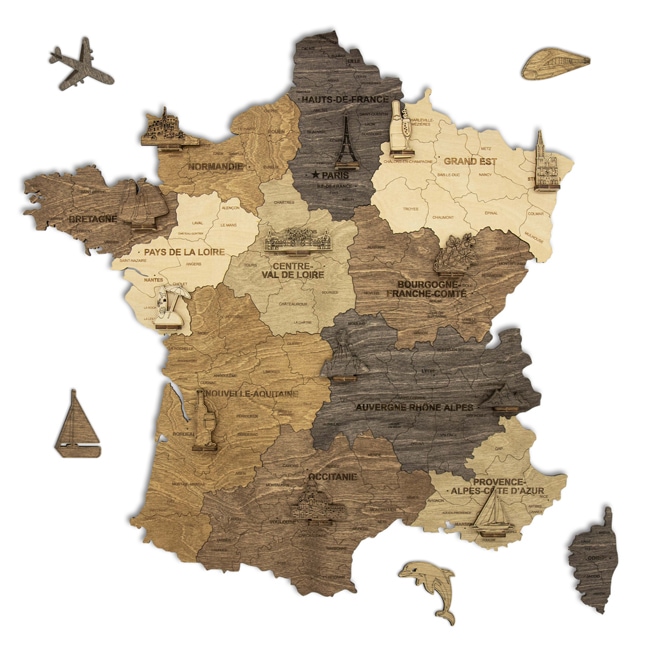 Carte de France murale en bois