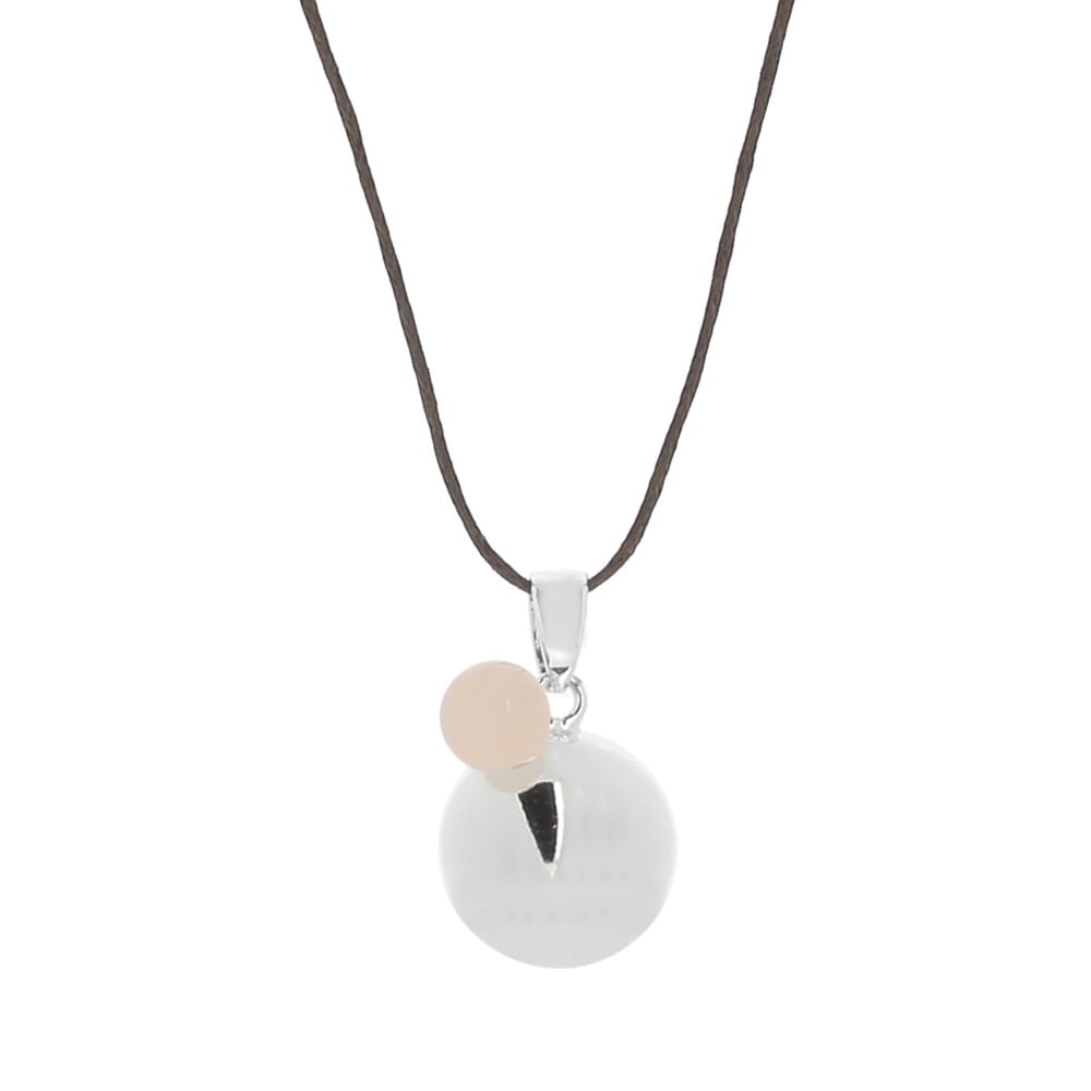 Collier Bola de grossesse quartz rose