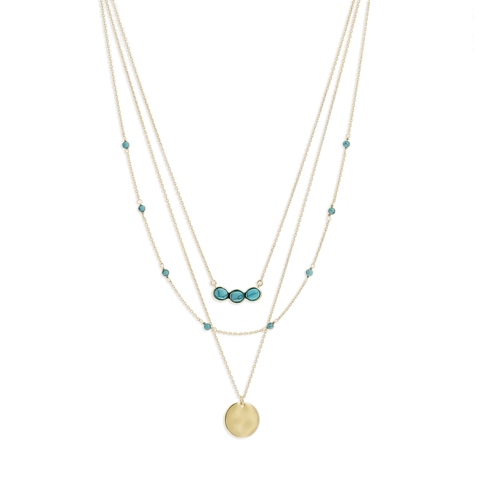 Collier 3 rangs turquoise