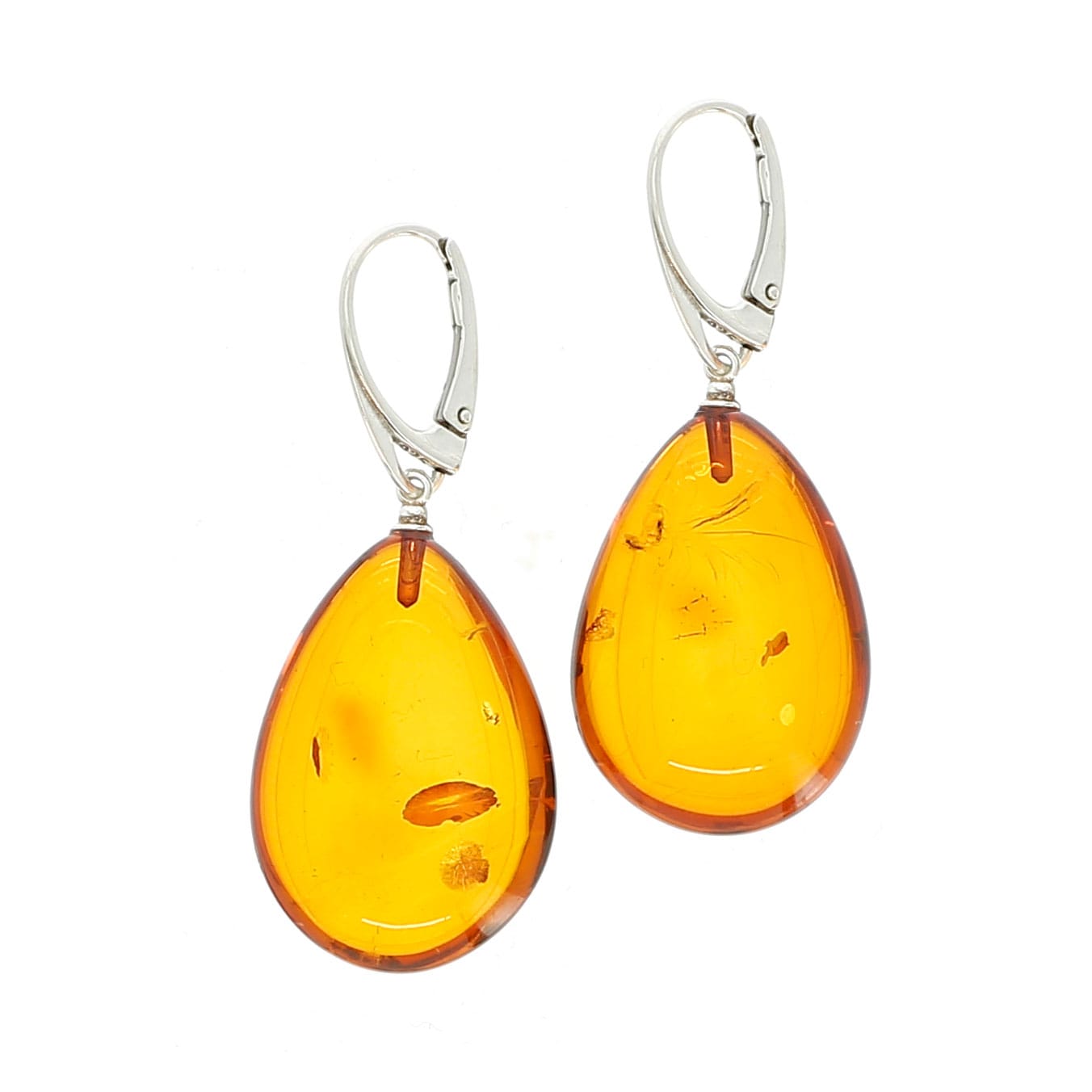 Boucles d'oreilles argent goutte d'ambre