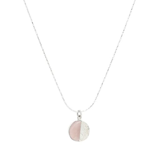 Collier argent et pendentif quartz rose