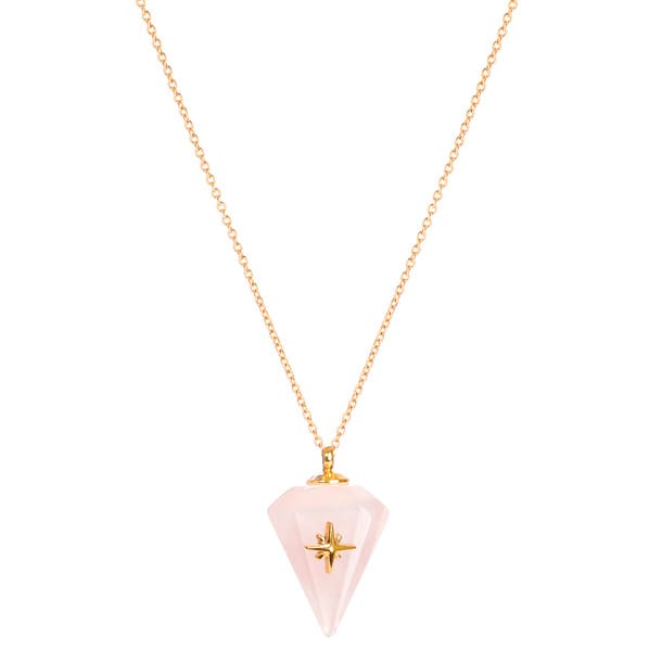 Collier pendule quartz rose