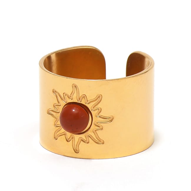 Bague large jaspe rouge