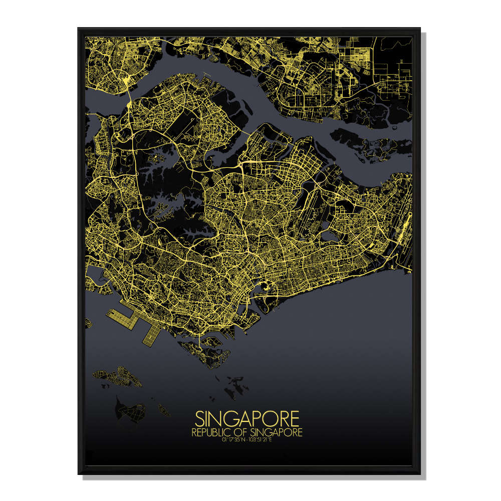 Singapour carte ville city map nuit