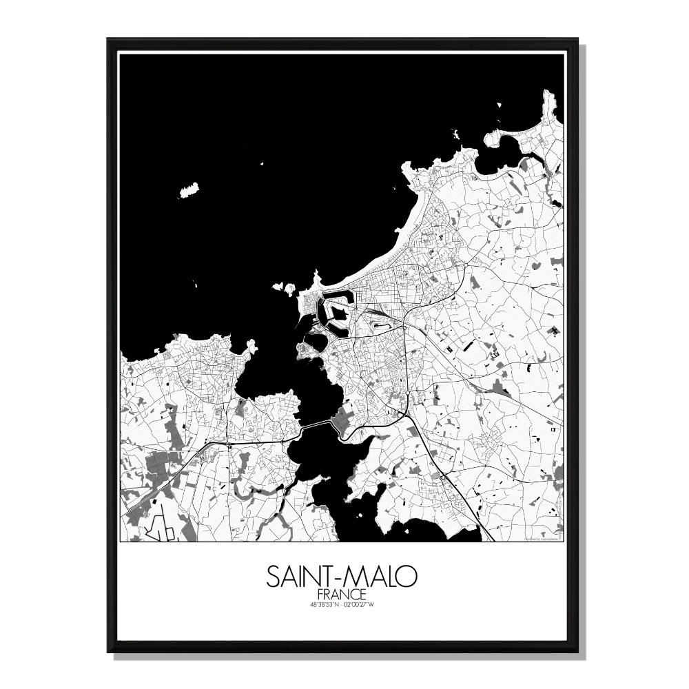 Stmalo carte ville city map n&b