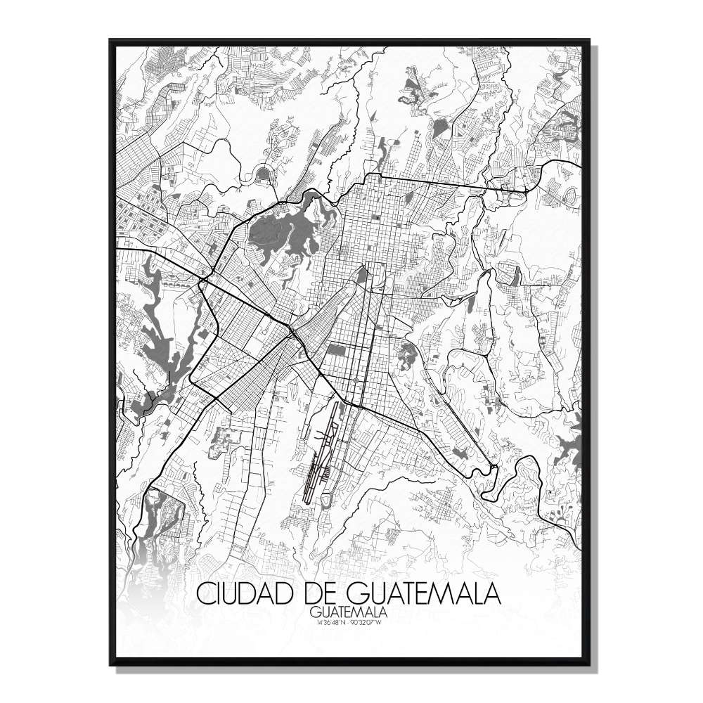 Guatemala carte ville city map n&b