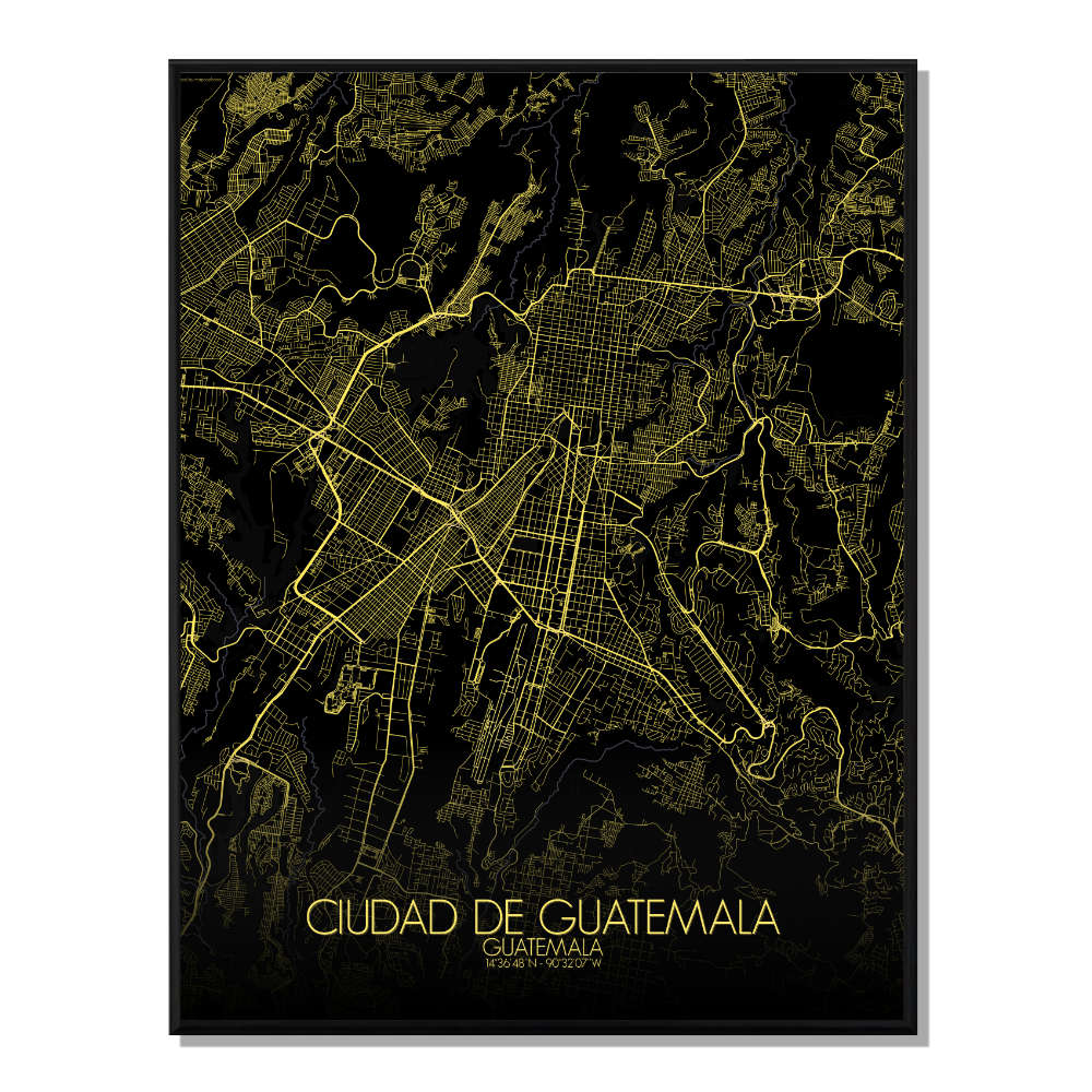 Guatemala carte ville city map nuit