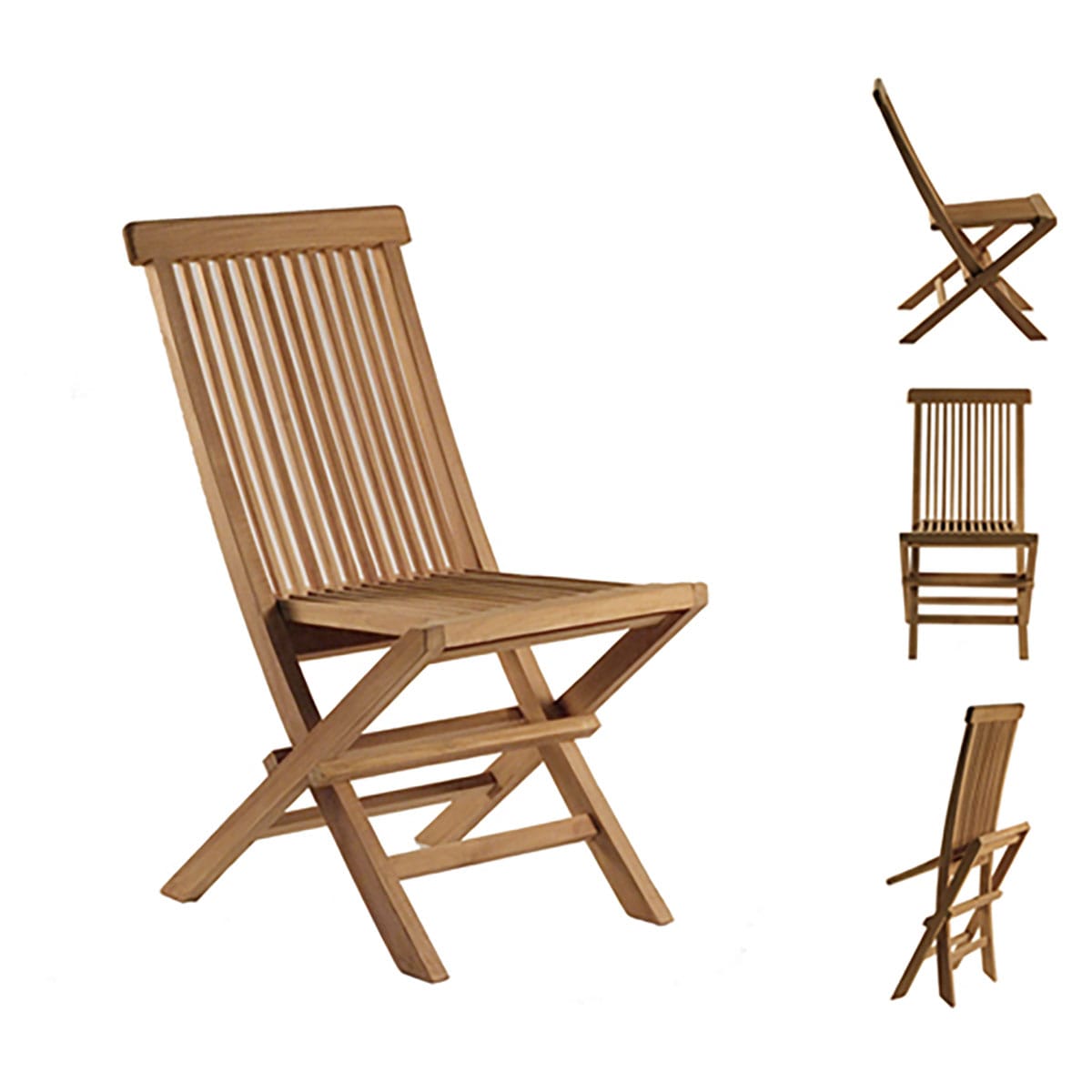 Lot de 2 chaises de jardin en teck brut