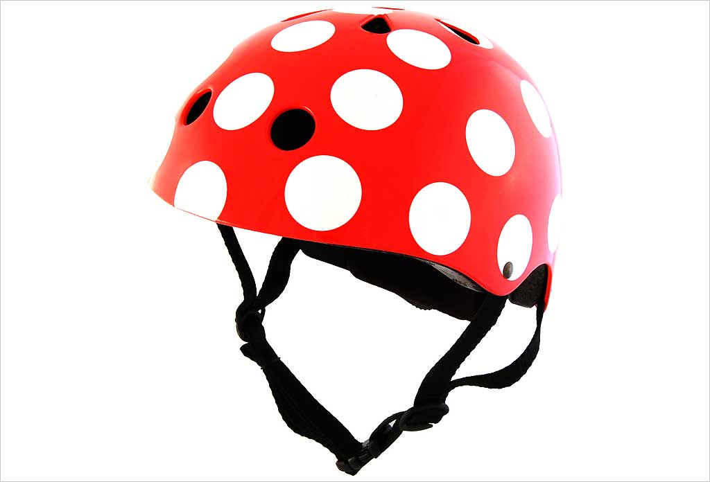 Casque vélo enfant rouge pois blanc smal