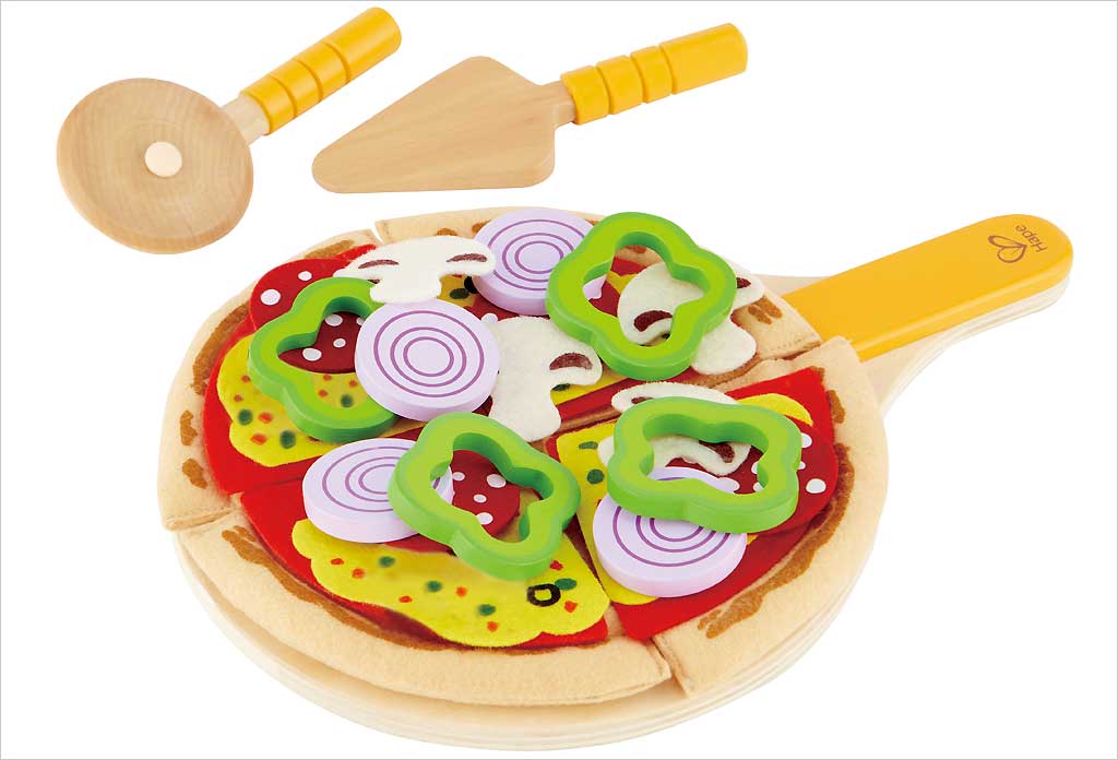 Jouet pizza en bois et tissus hape