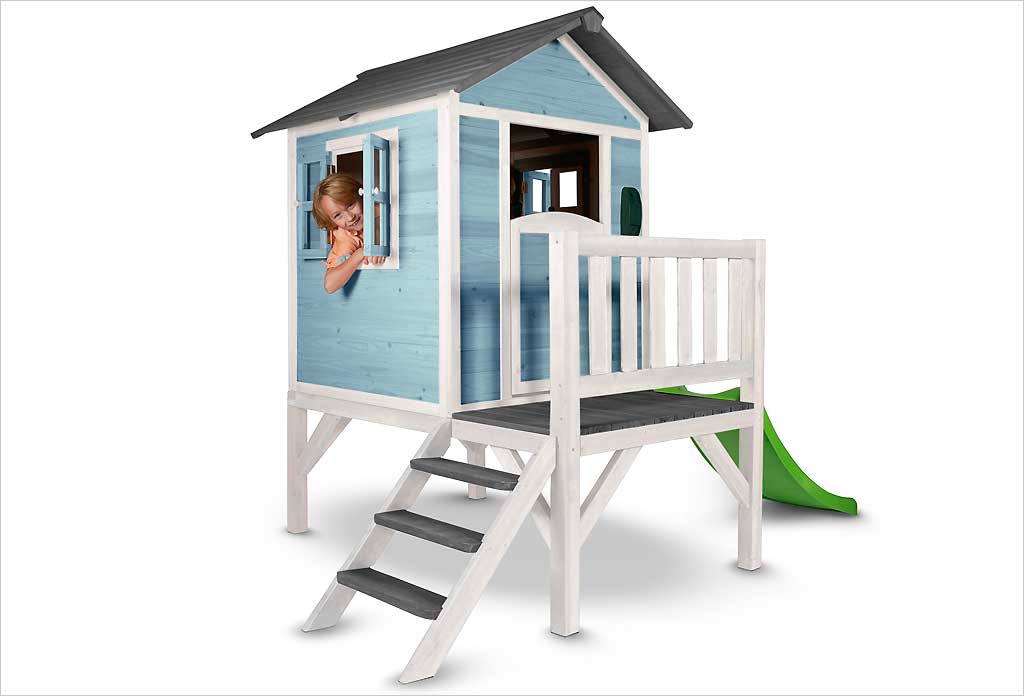 Cabane enfant sur pilotis bleue lodge xl