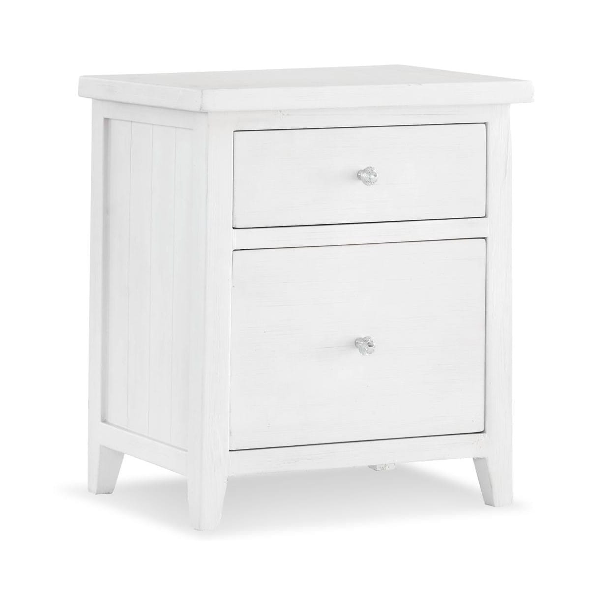 Table de chevet 2 tiroirs bois blanc 58x