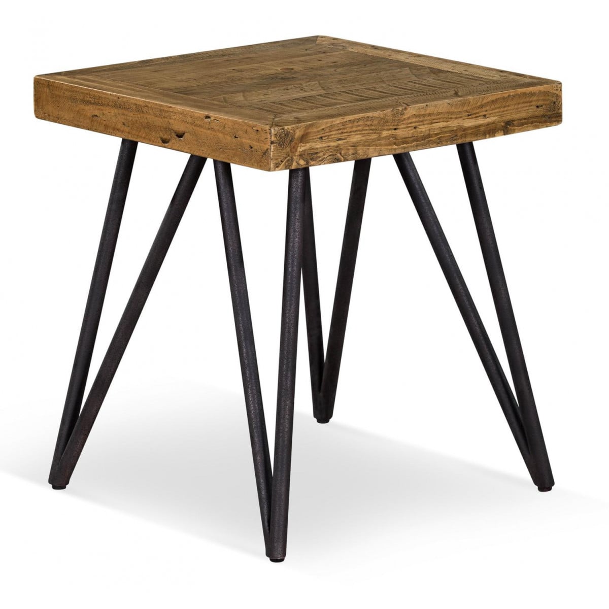 Table de chevet bois métal marron