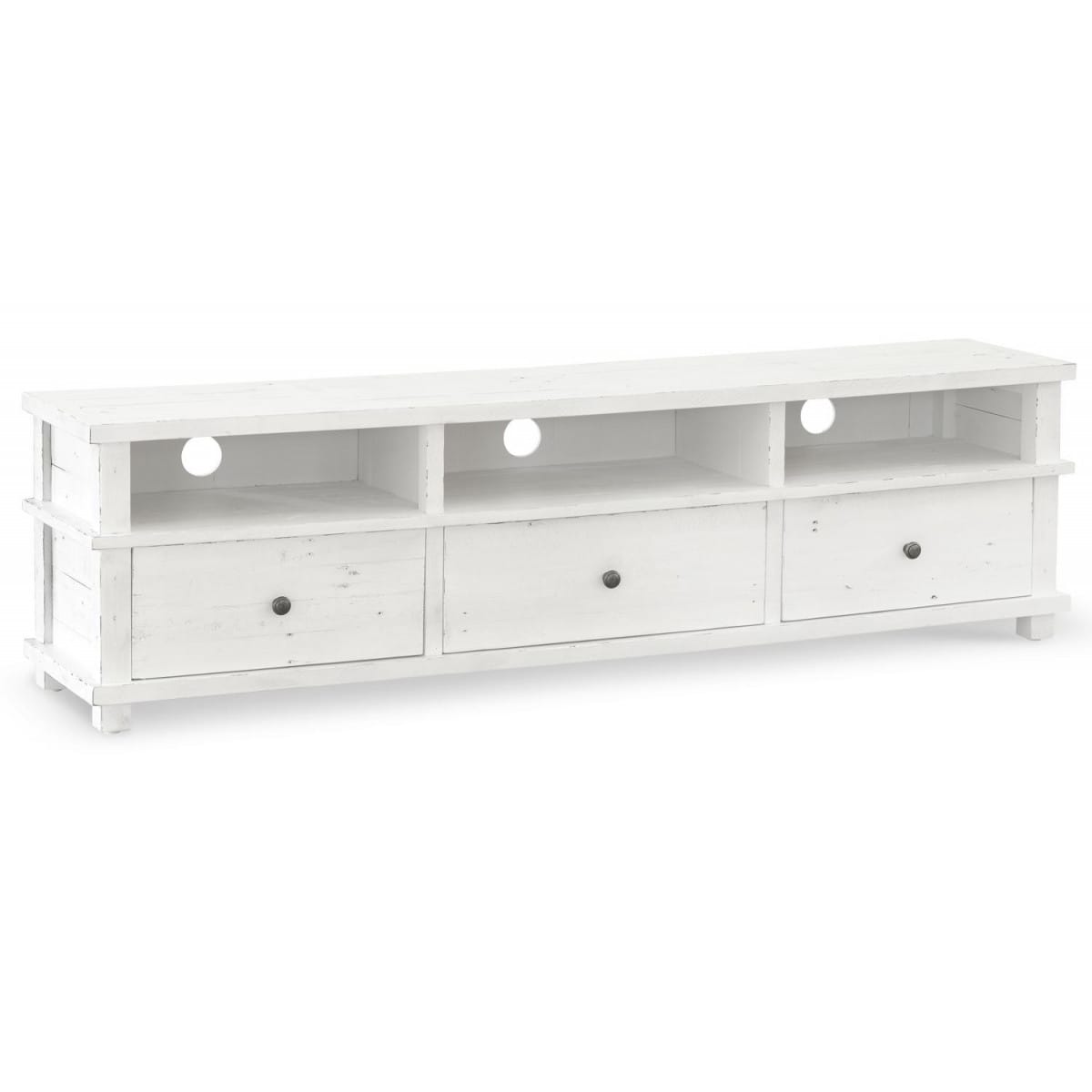 Meuble tv 3 tiroirs bois blanc 180x40x50