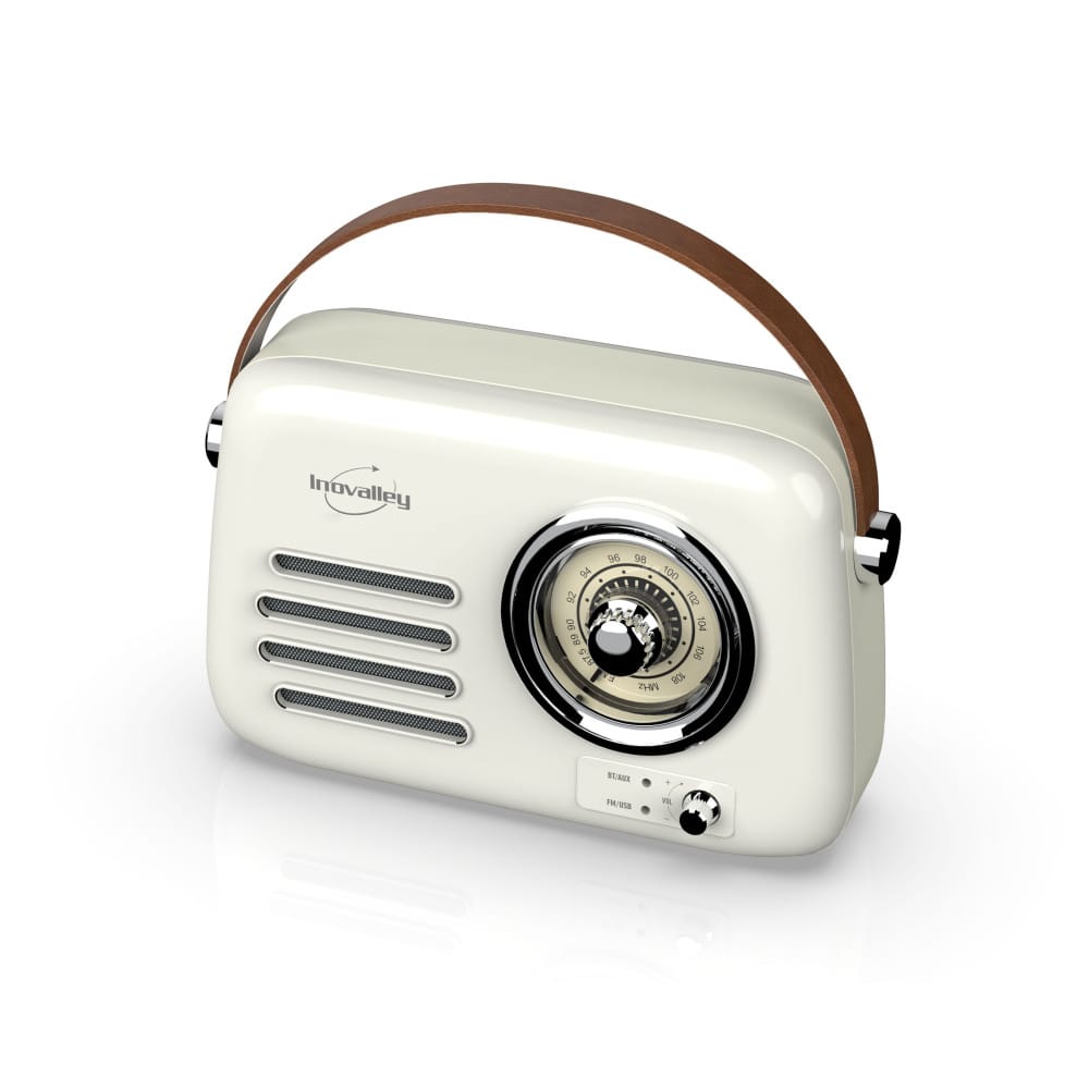 Radio vintage portative bluetooth beige