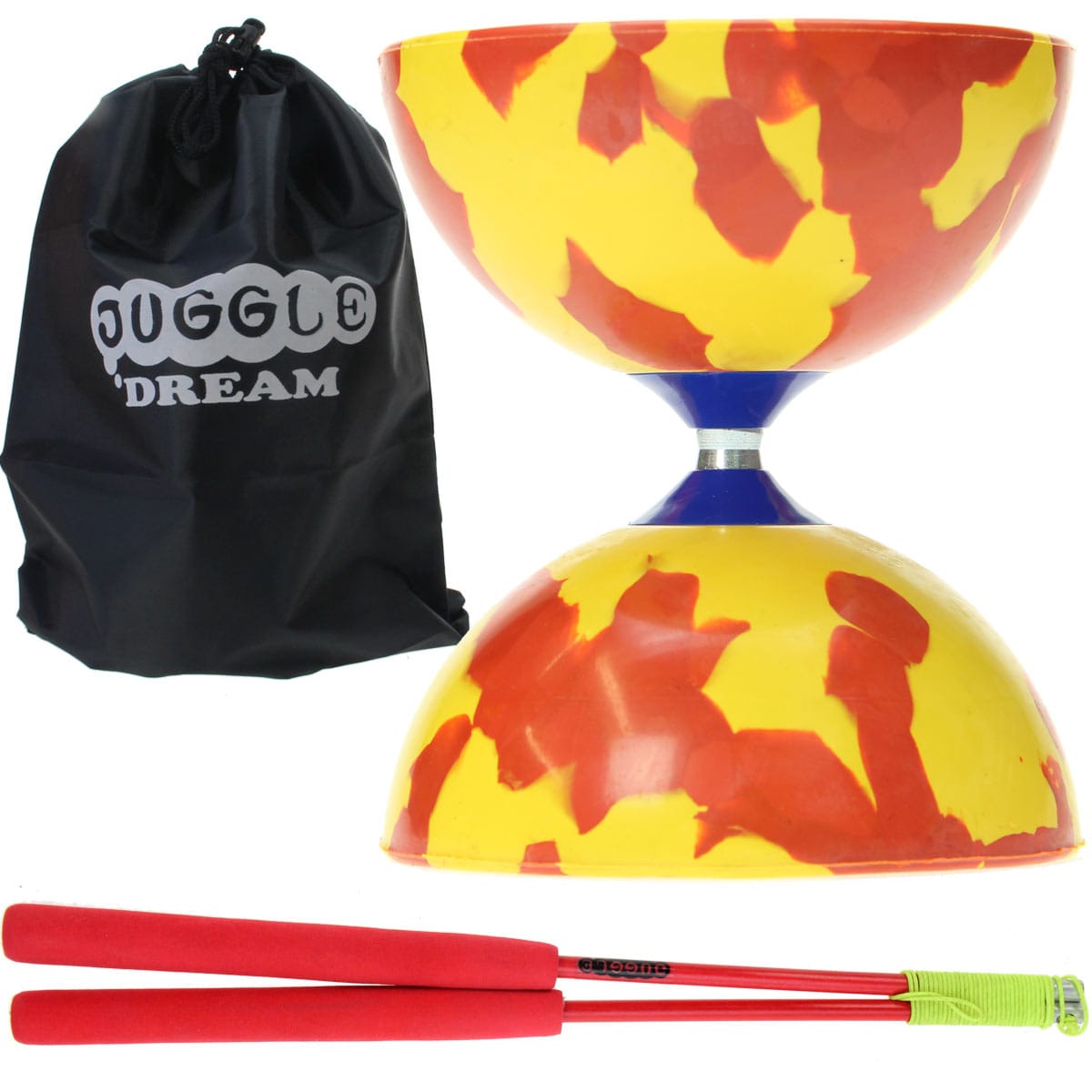 Kit diabolo jester rouge et jaune + bagu