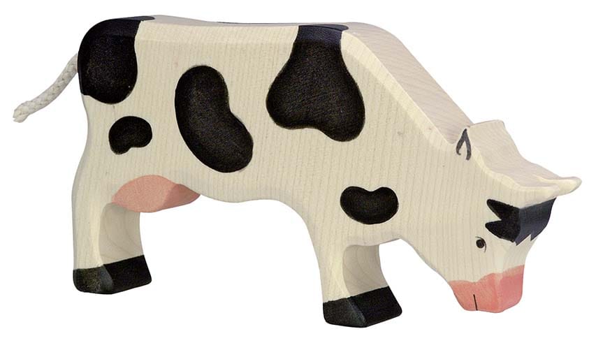 Vache broutant, noir