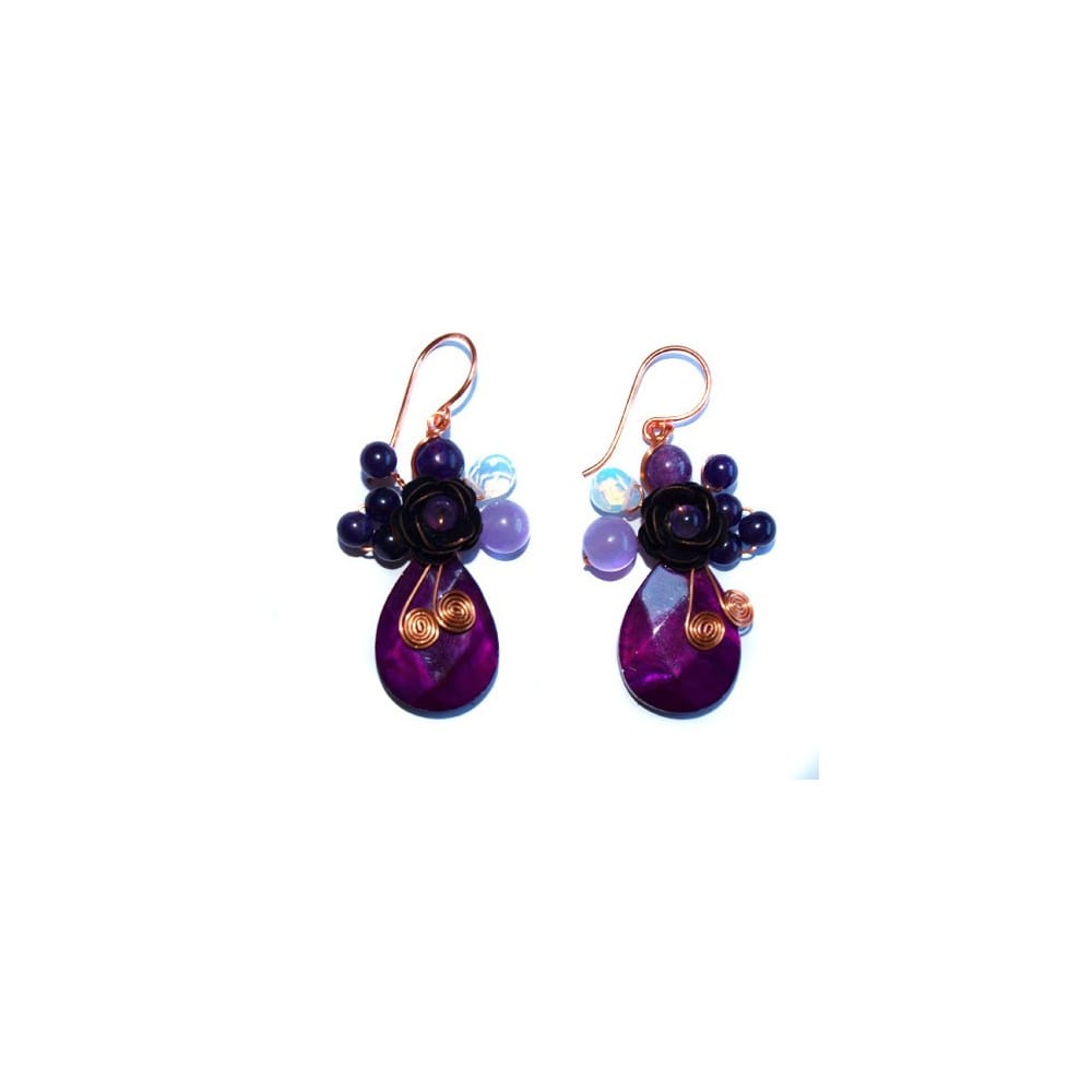 Boucles d'oreilles verre poli et teinté