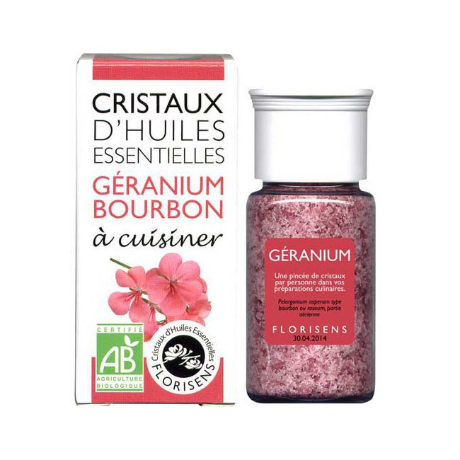 Cristaux d'huiles essentielles géranium