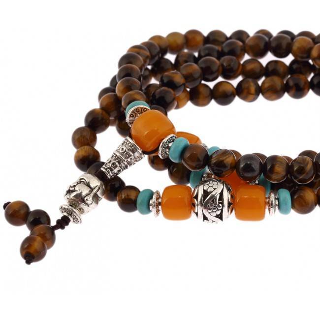 Bracelet-collier mala - oeil de tigre