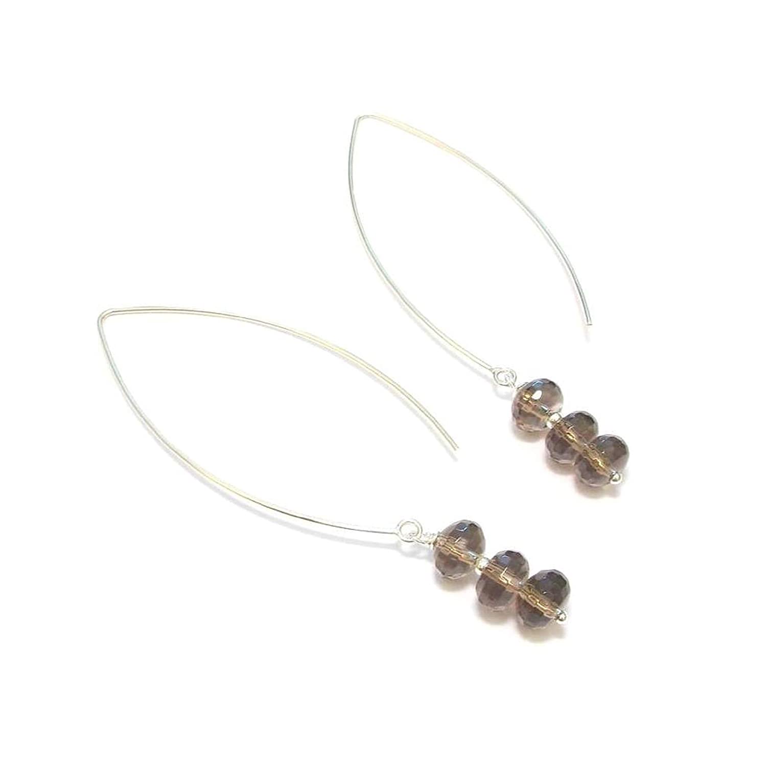 Boucles d’oreilles quartz fumé argent