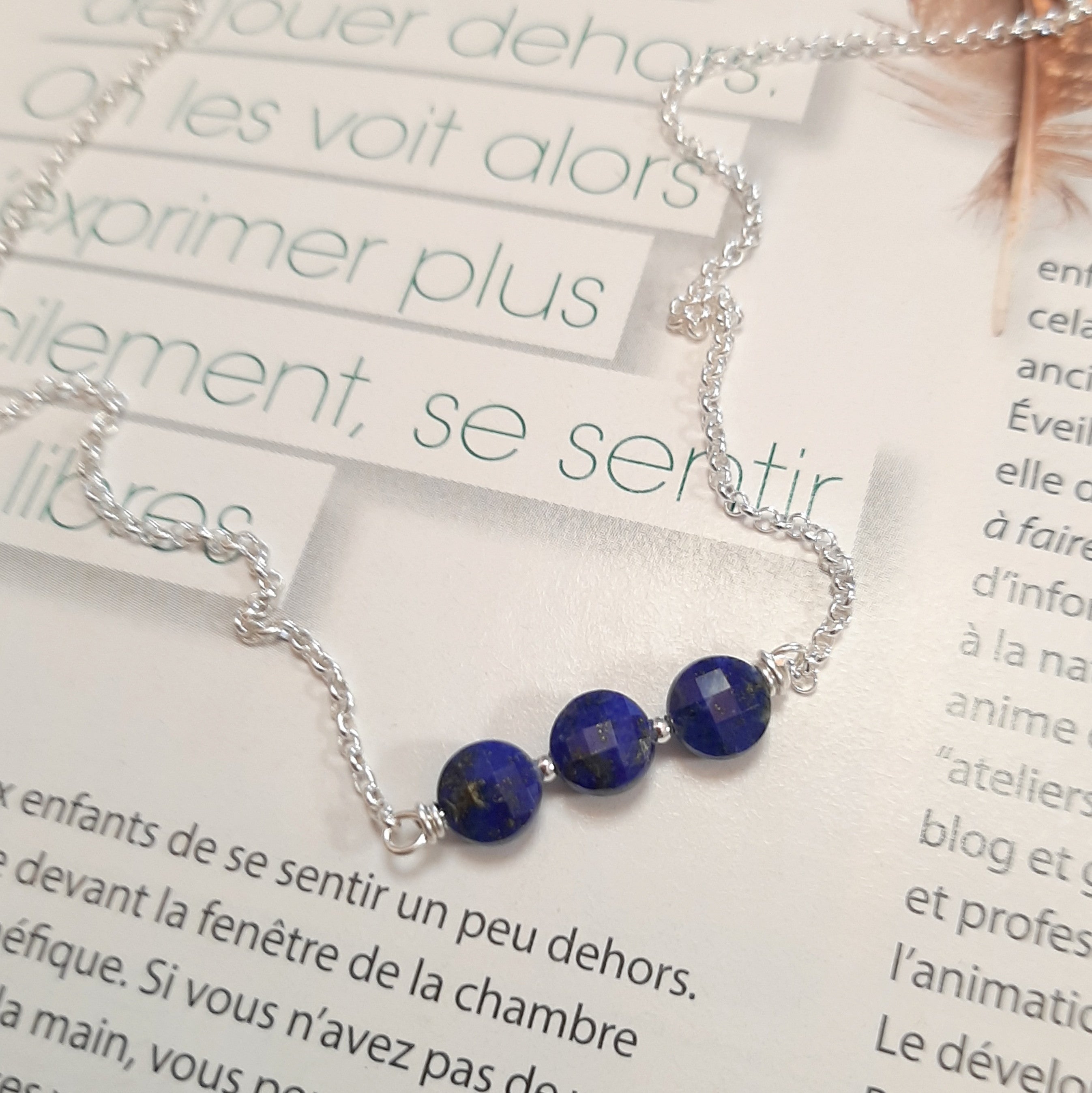 Collier lapis-lazuli et argent 925 maya