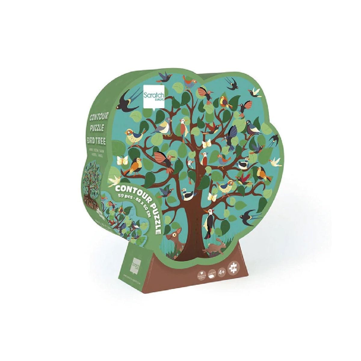 Contour puzzle arbres et oiseaux