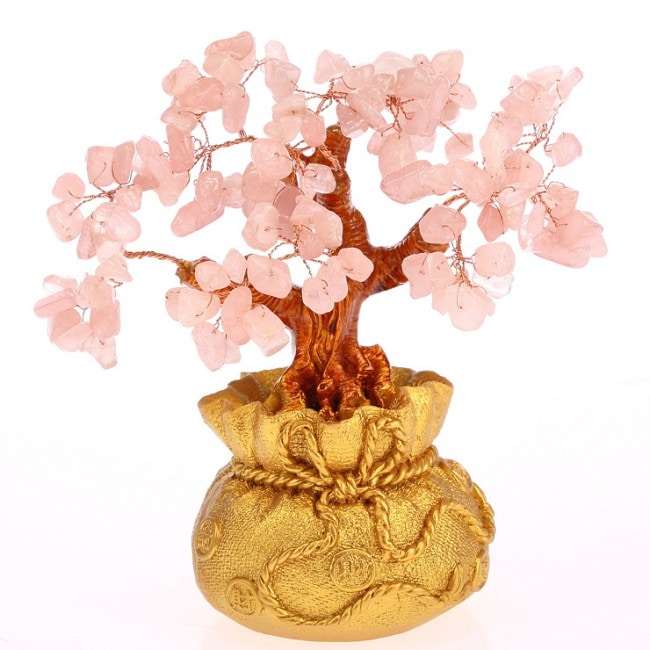 Arbre feng shui en quartz rose 