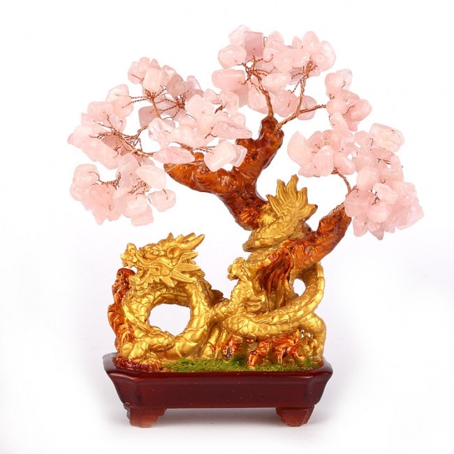 Arbre dragon en quartz rose