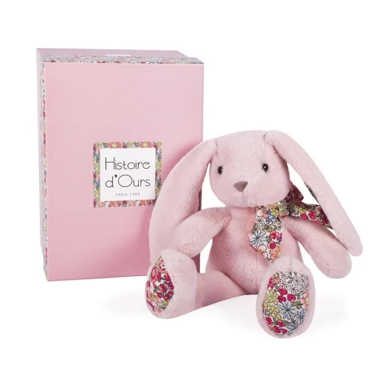 Peluche lapin rose tendre 25 cm