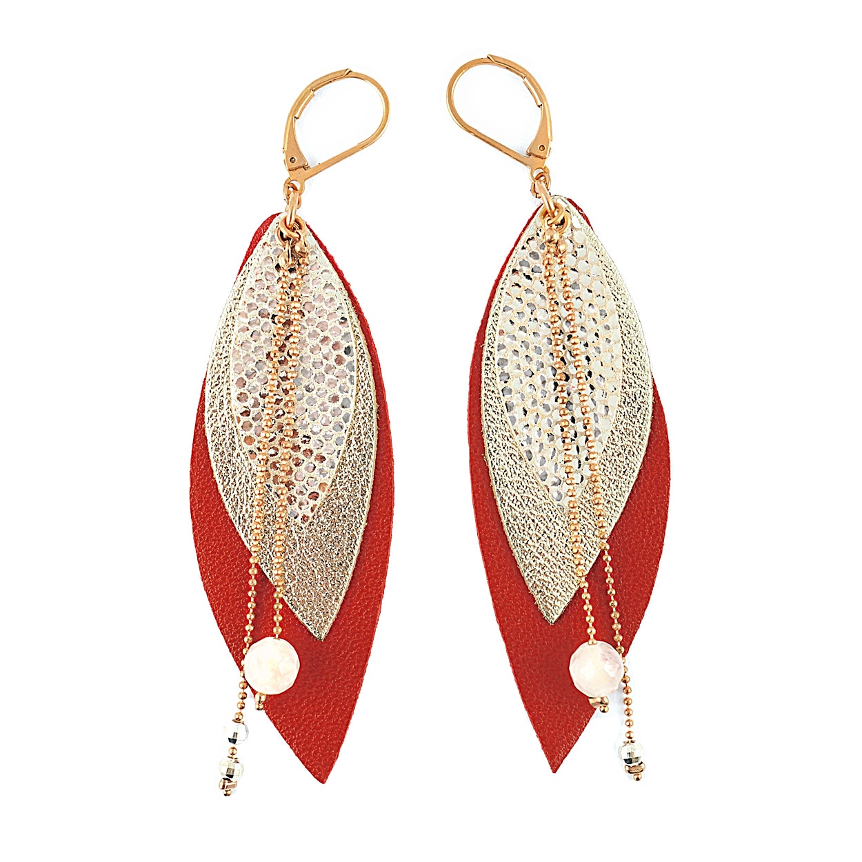 Boucles d'oreilles en cuir pop rouge