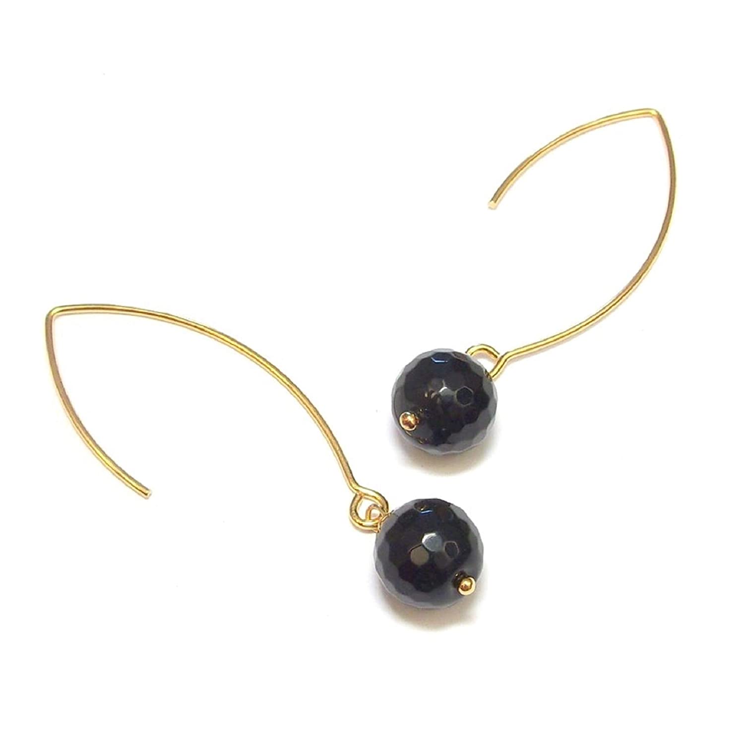 Boucles d'oreille dorées onyx noir