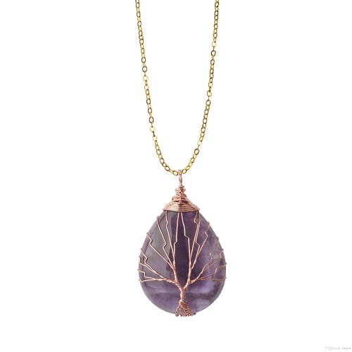 Collier arbre de vie en améthyste