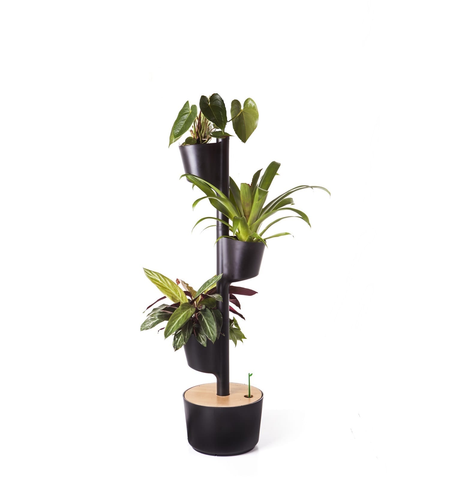 Jardinière verticale smart, 3 pots noir