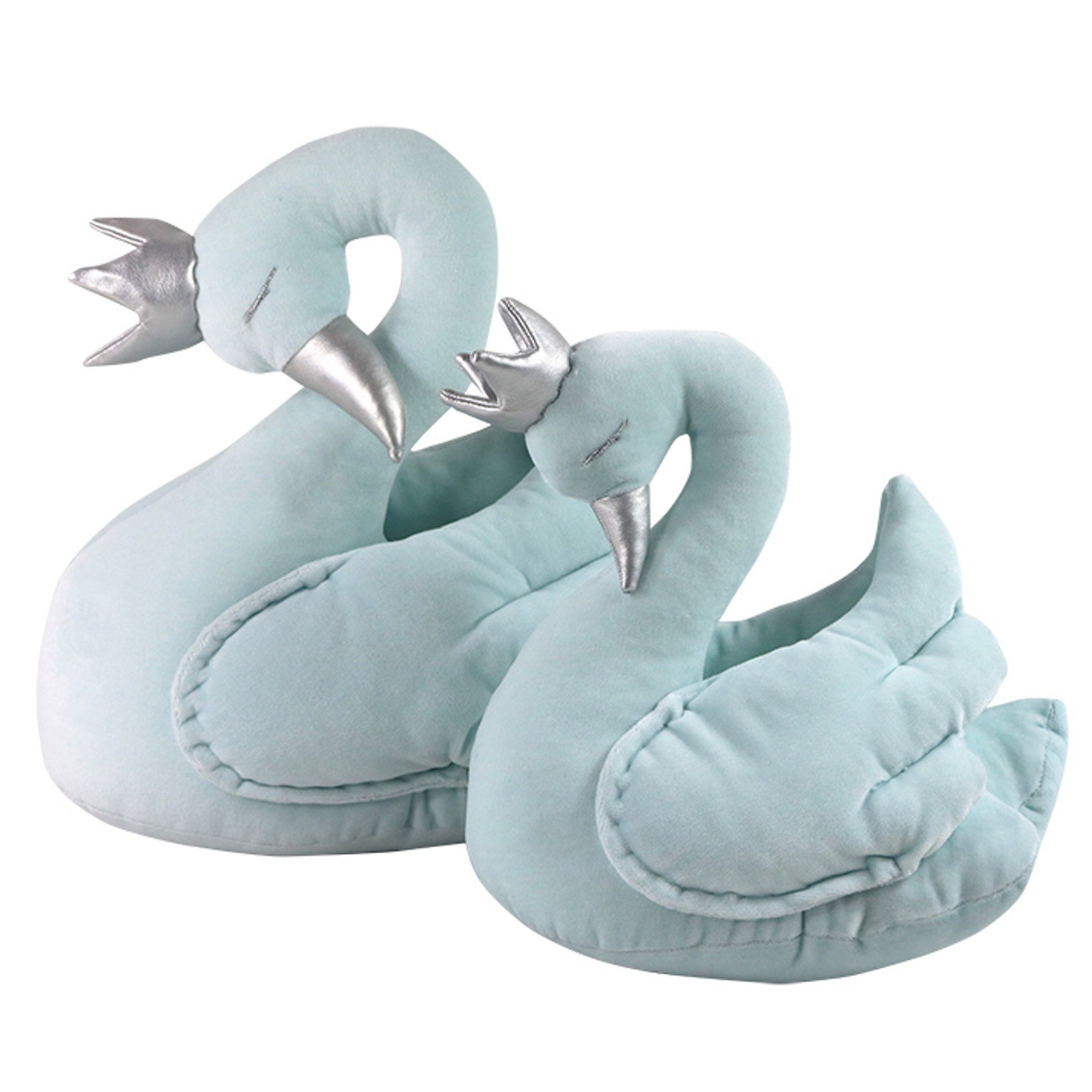 Peluche cygne en velours fait main bleu