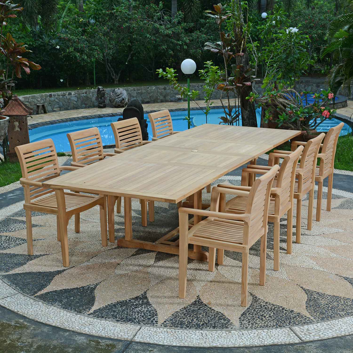 Conjunto de muebles de jardín de teca al