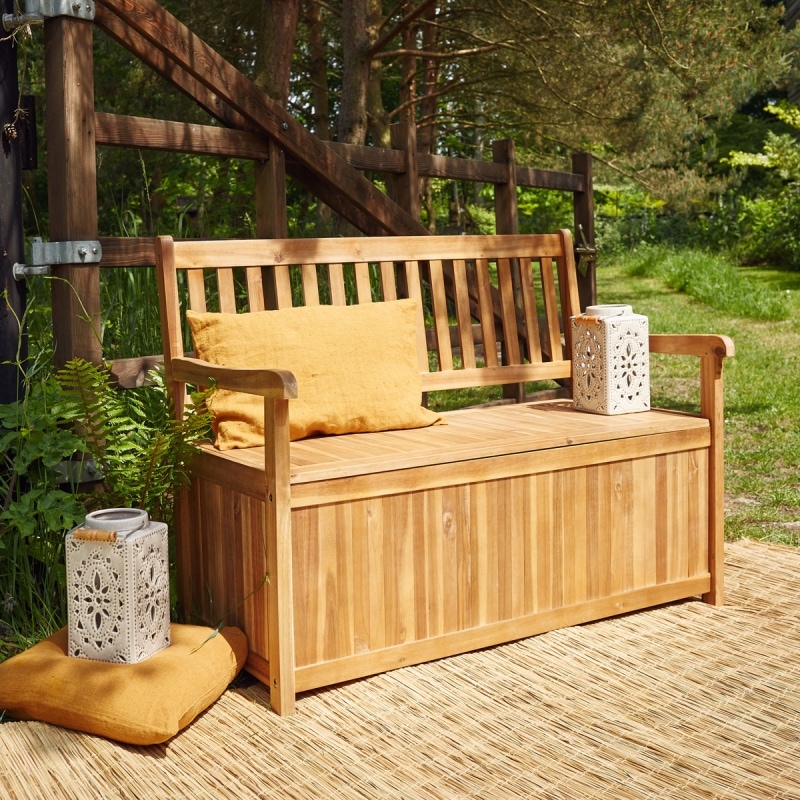 Banc coffre en bois d'acacia