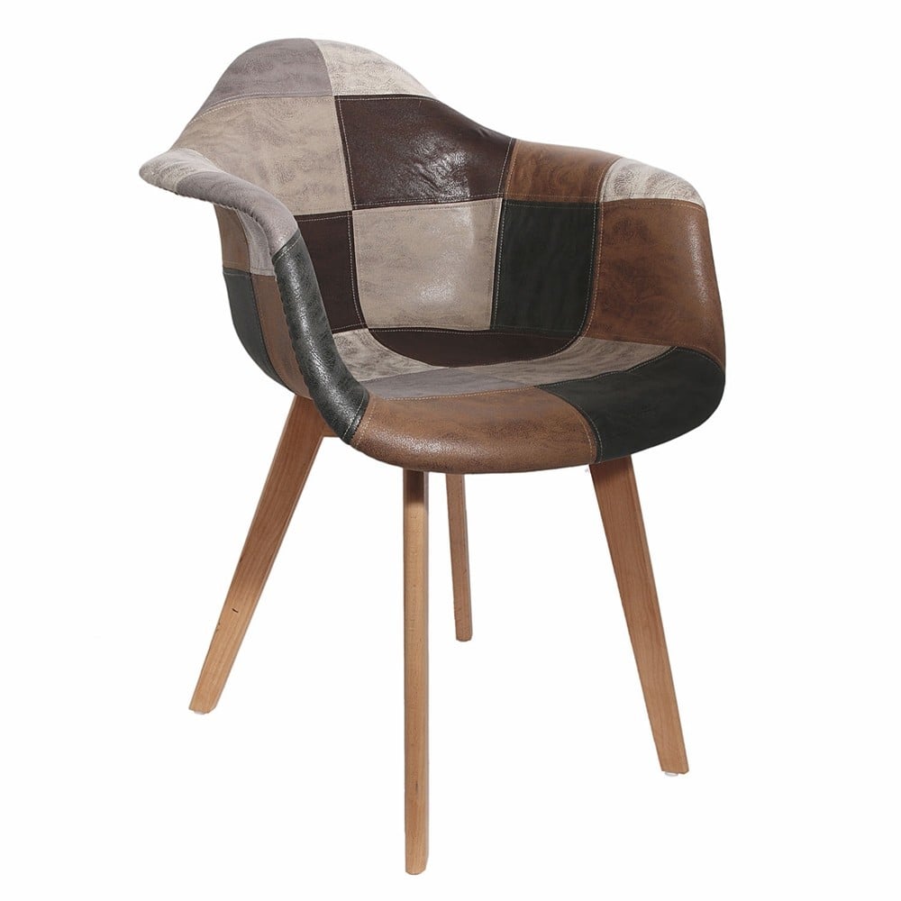 Fauteuil scandinave patchwork gris