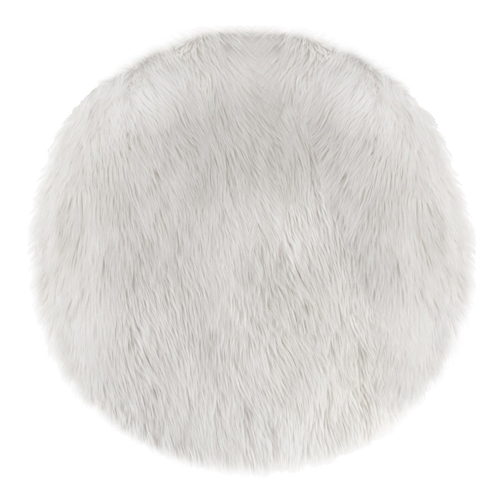 Tapis rond fausse fourrure blanc