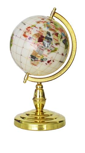 Globe terrestre 15cm blanc 1 pied