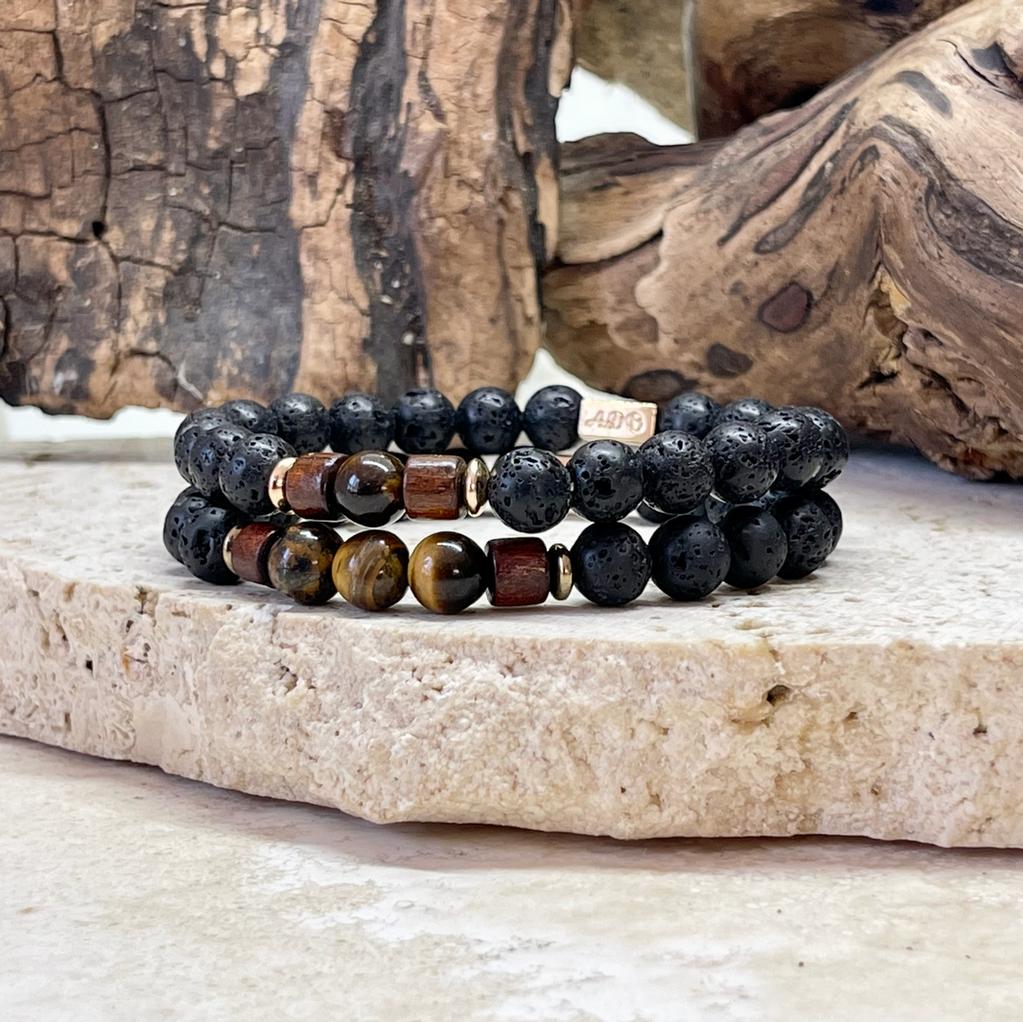 Bracelet magma couple en oeil de tigre