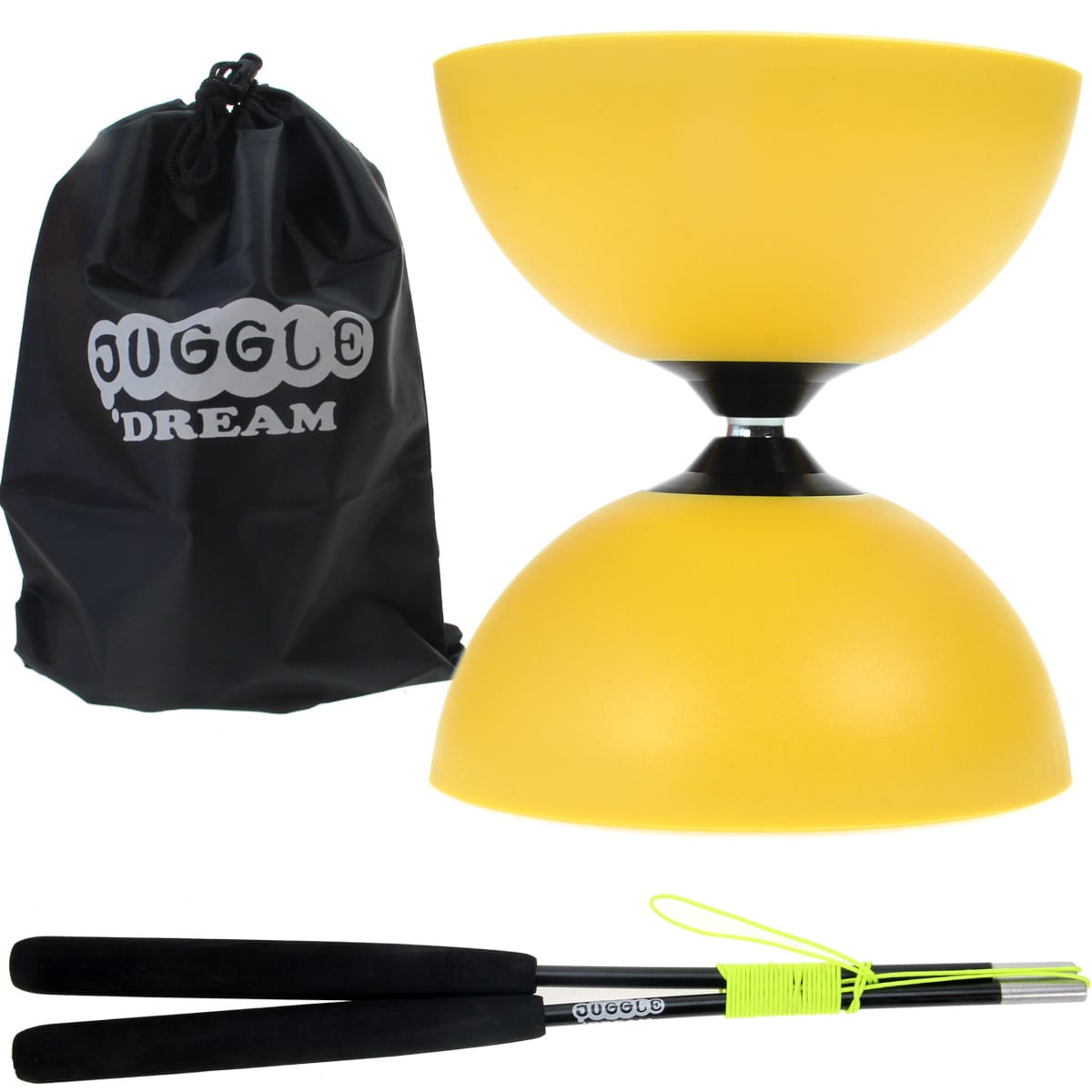 Kit diabolo jaune + baguettes + sac